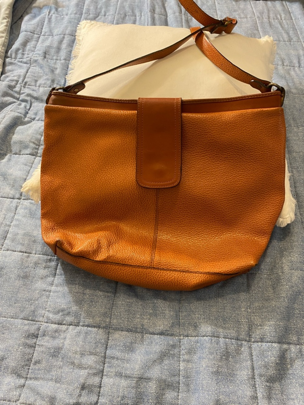 Vintage Eaton Women's Pebbled Leather Shoulder Bag in Cognac Brown